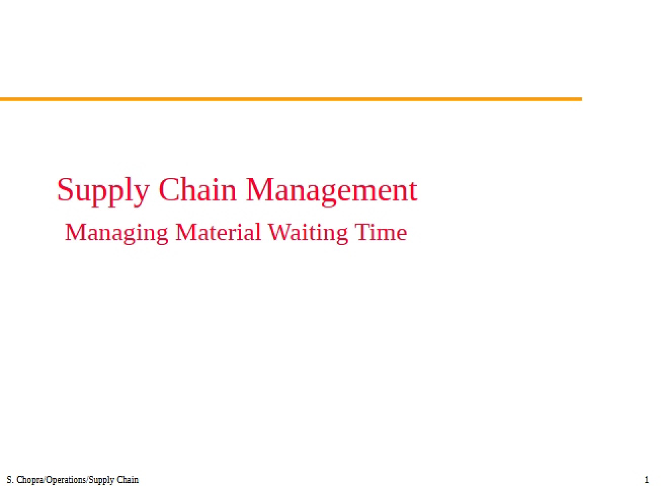 Supply Chain Mgmt