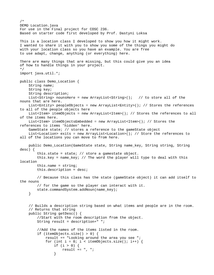 Creating Interactive Locations in Java