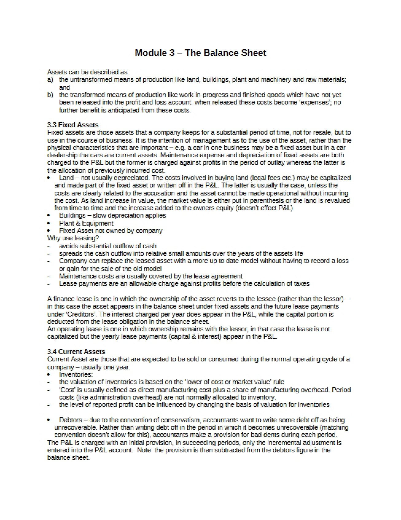 Balance Sheet Fundamentals Module 3