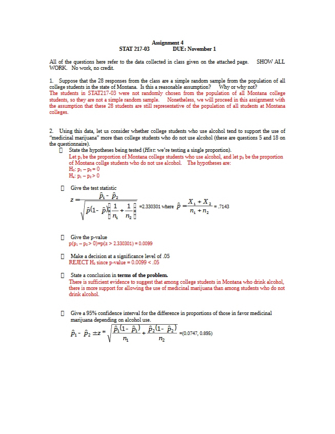 Assignment 4 Stat 217