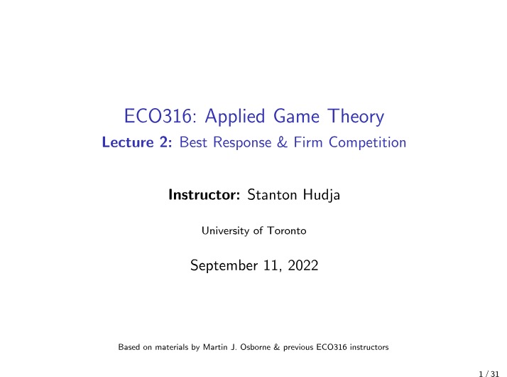 Week 2 - Game Theory