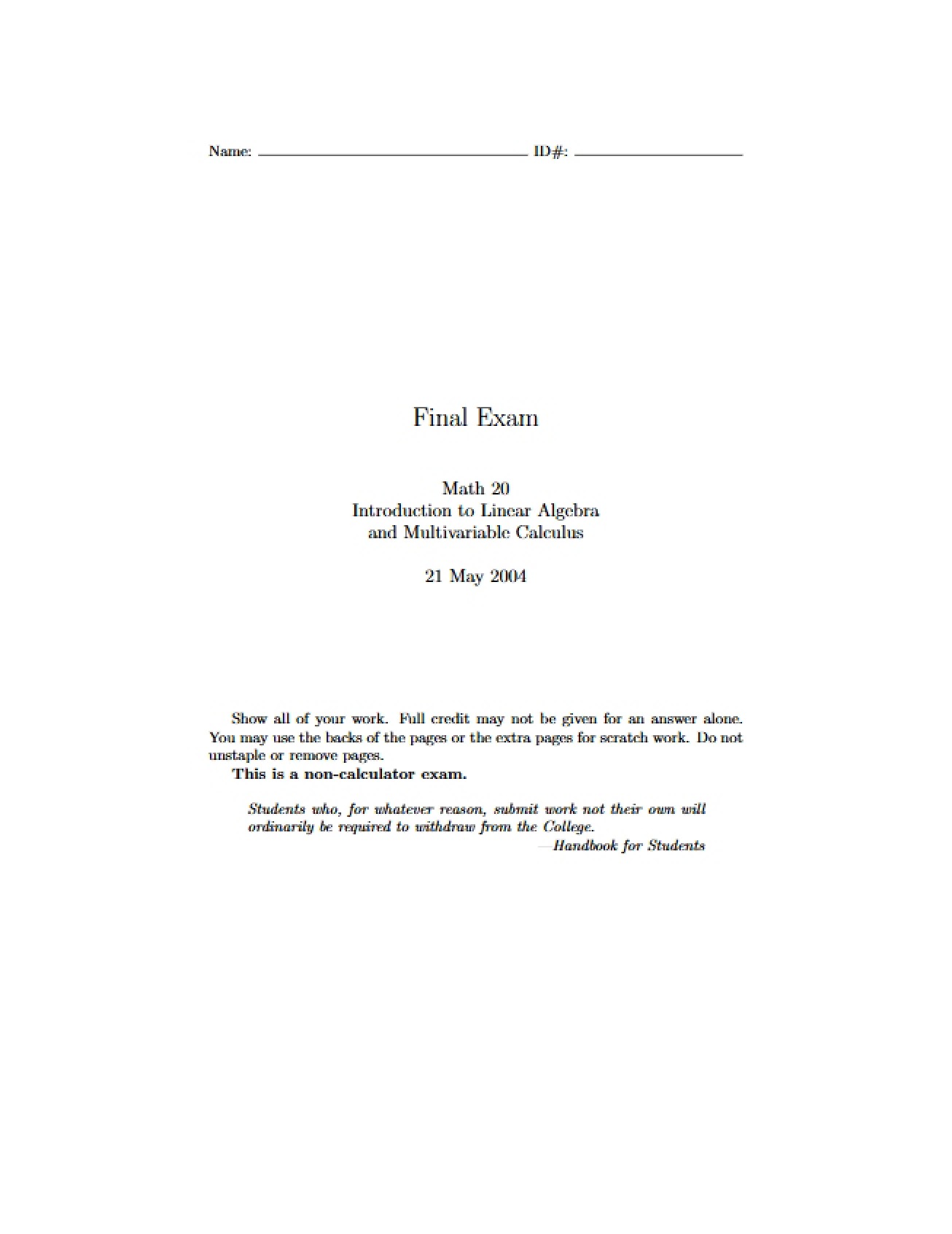 Course Conclusion Assessment