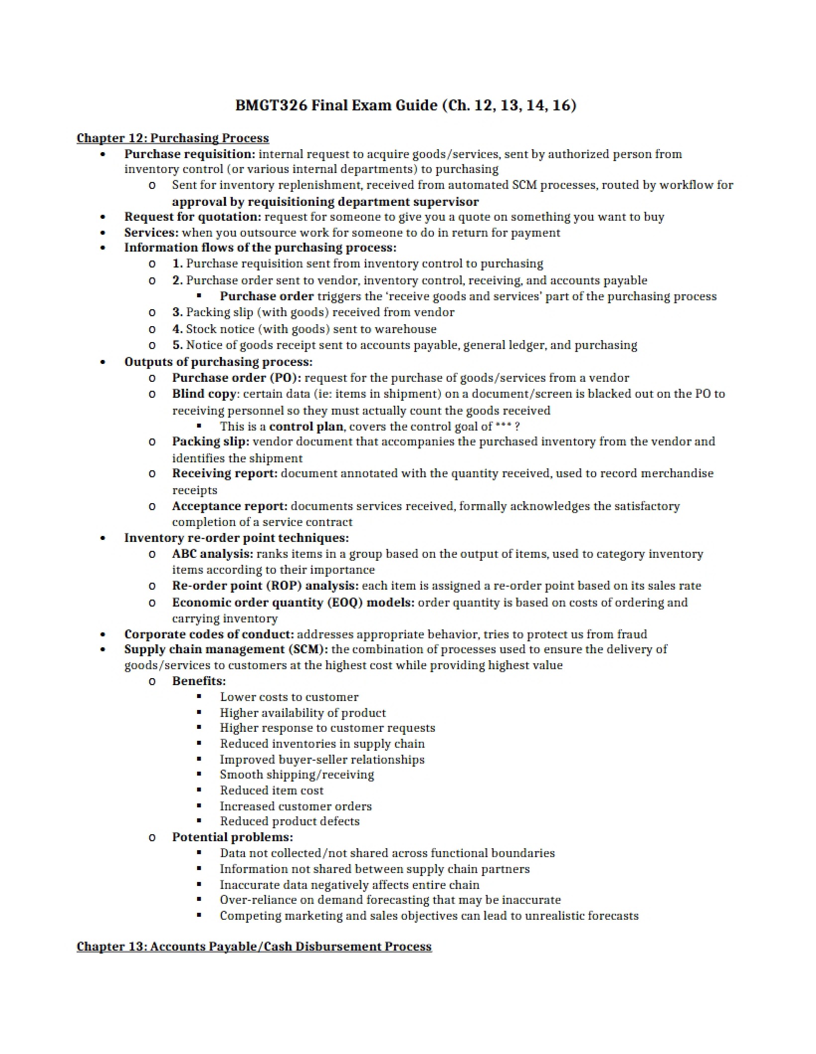 Guide for Final Exam