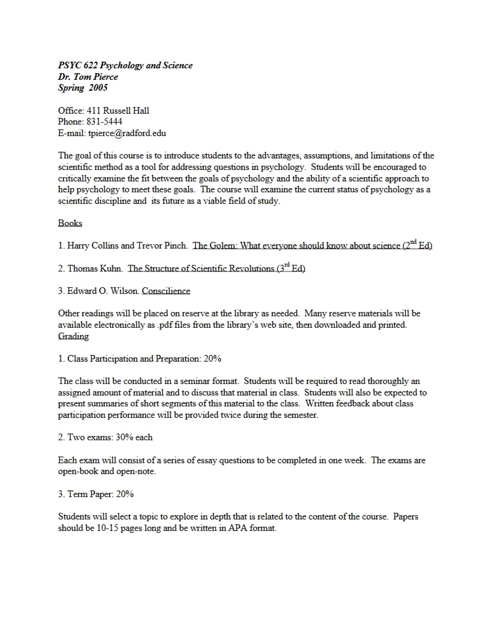 Scientific Psychology Syllabus