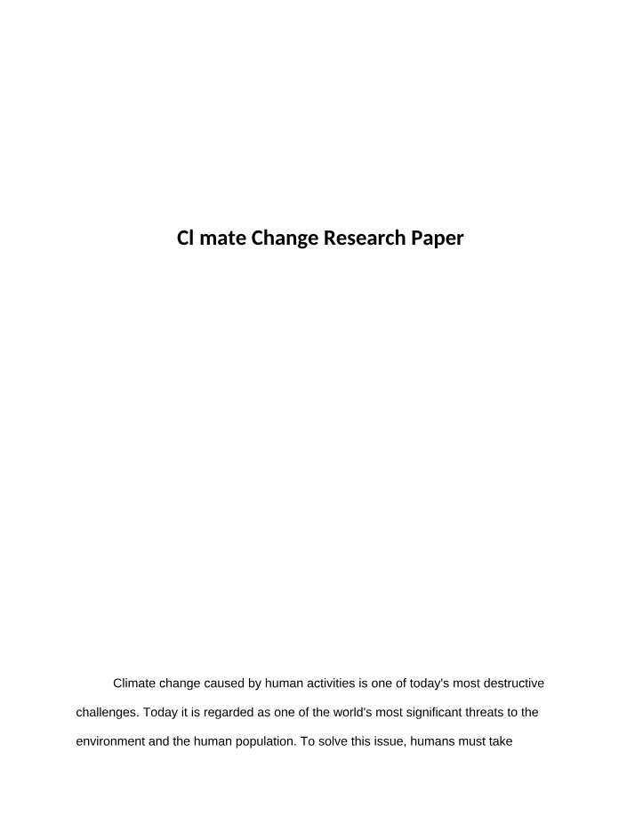 Research Paper on Climate Change