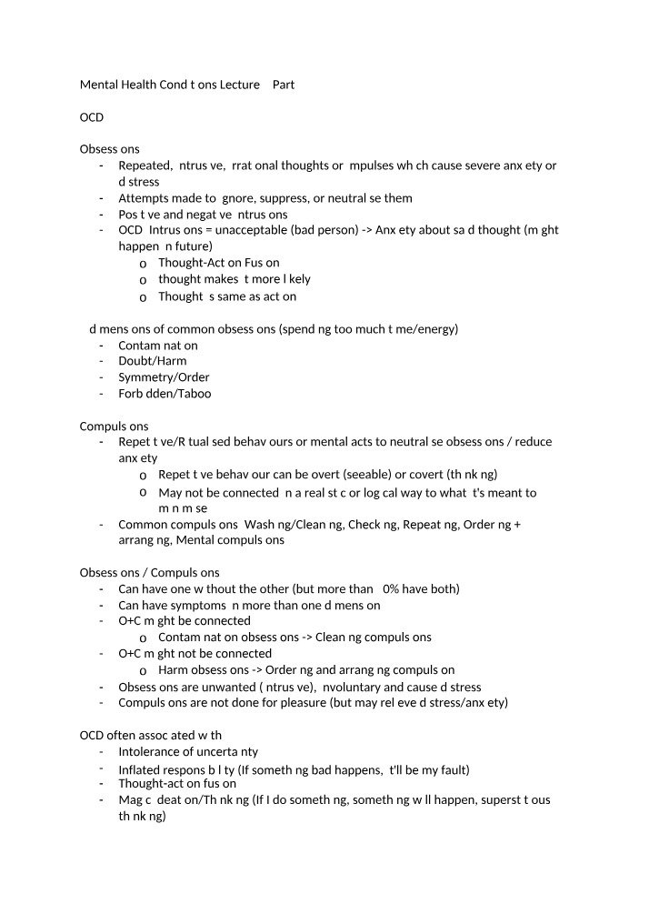 OCD - Obsessions, Compulsions, and Treatment