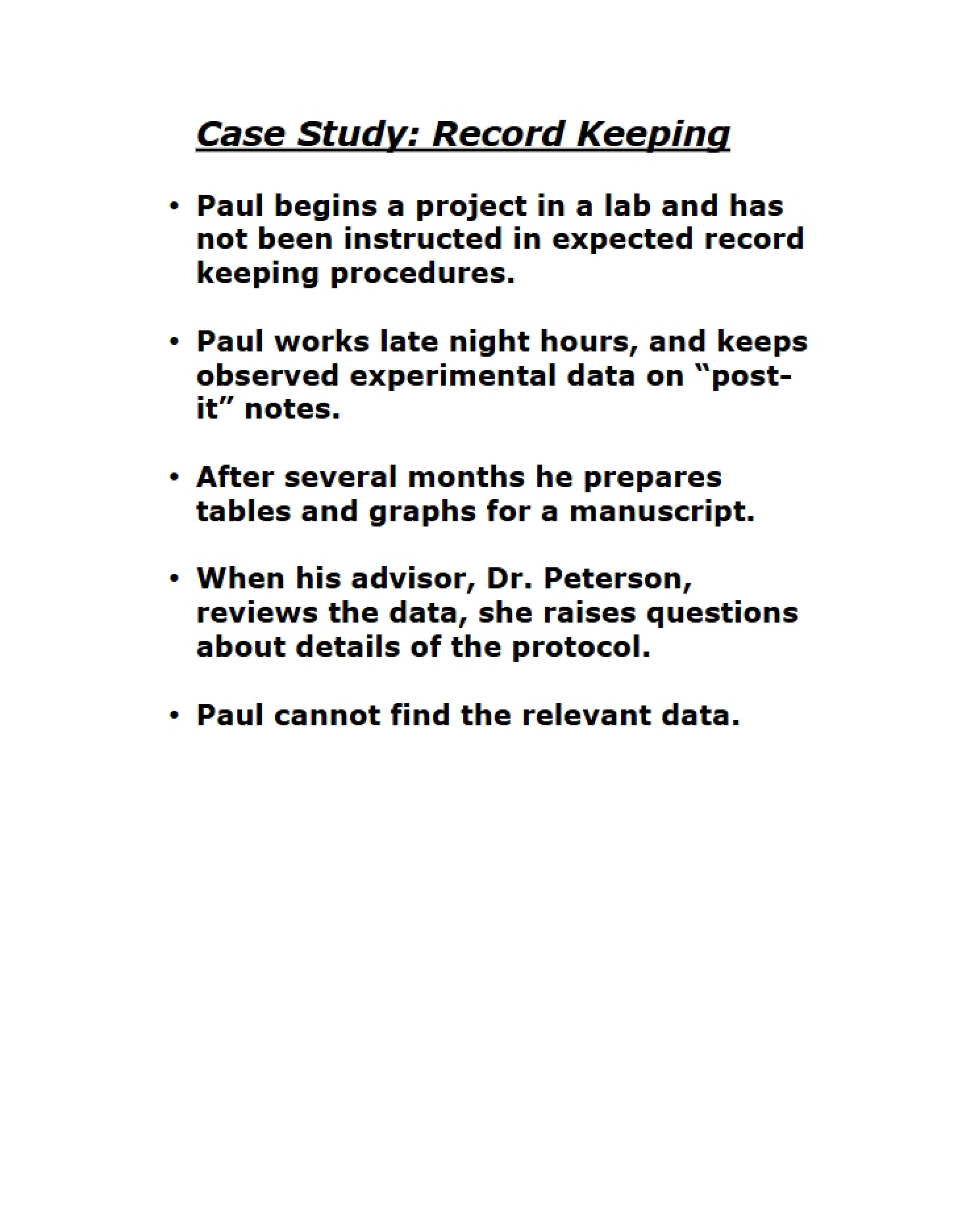 Record Keeping Case Study
