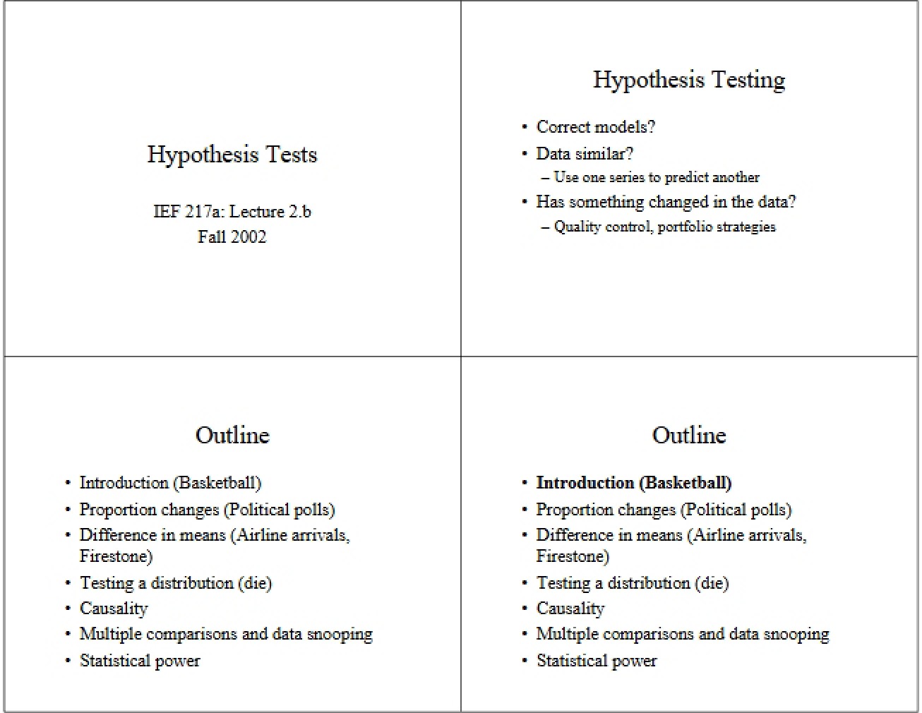 Testing Hypotheses