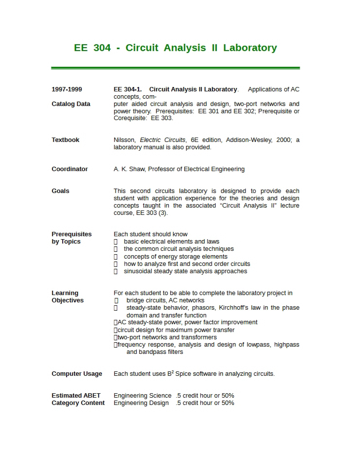 Syllabus EE 304