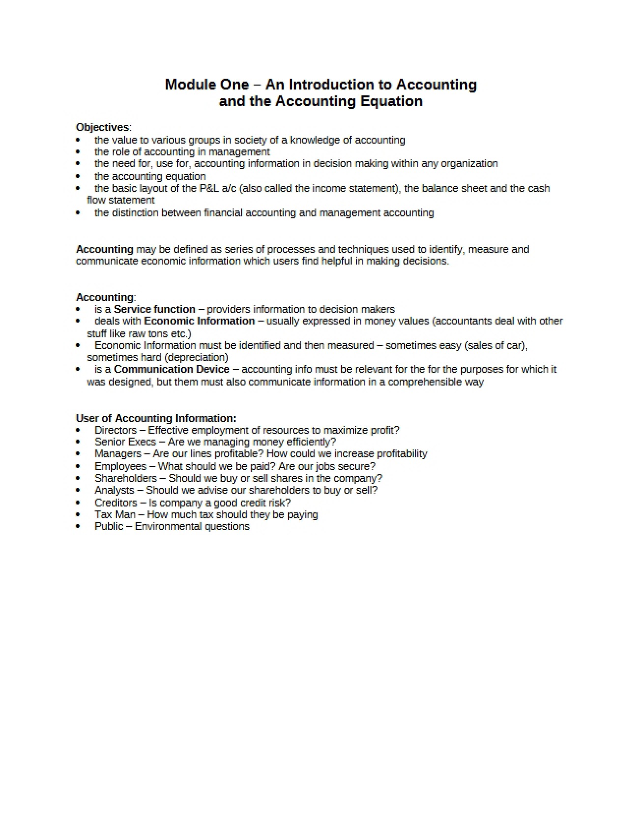 Accounting Equation and Intro to Accounting