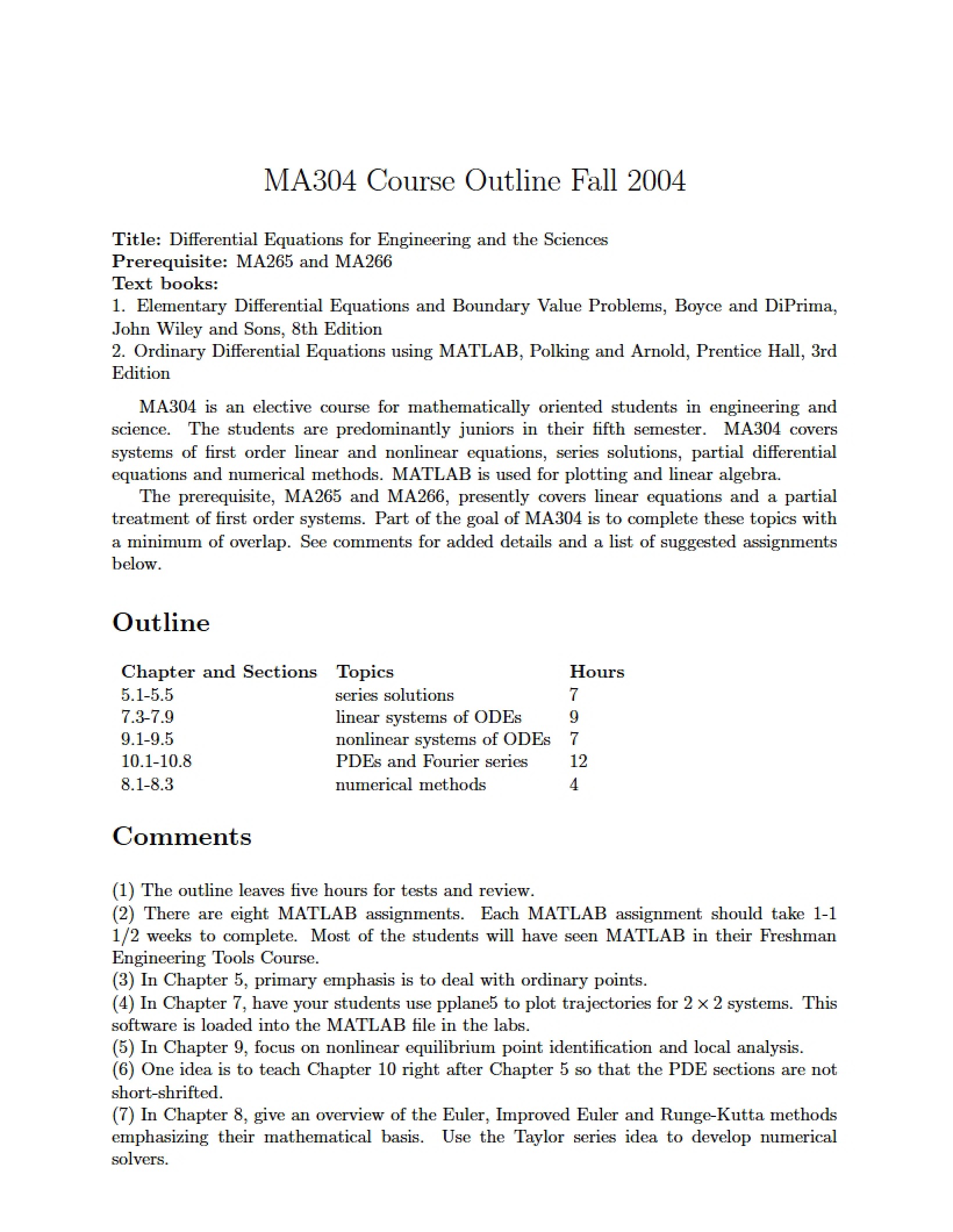 Nonlinear Systems Syllabus