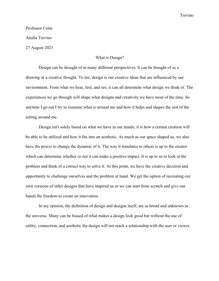 Homework 1 - What is Design by Analia Trevino