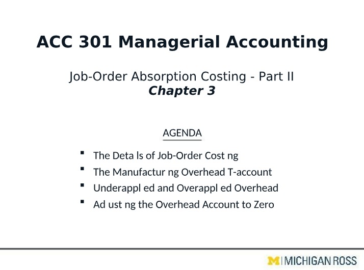 Job-Order Absorption Costing - Details