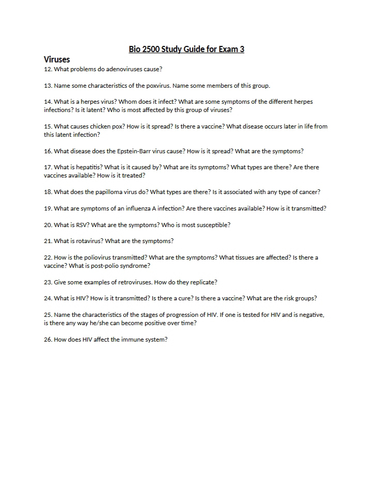 Exam 3 Study Guide