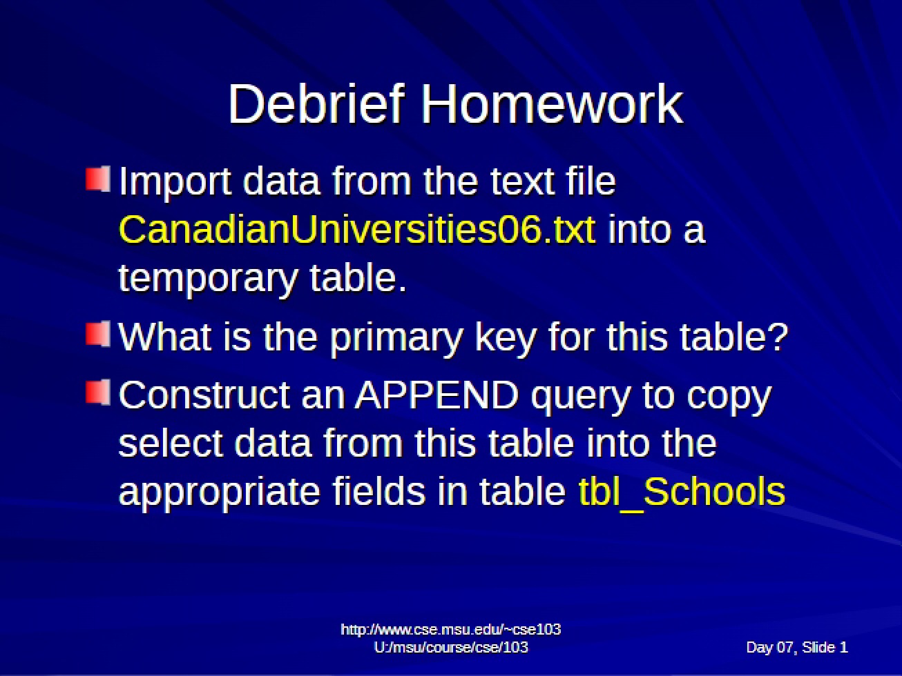Homework Debrief