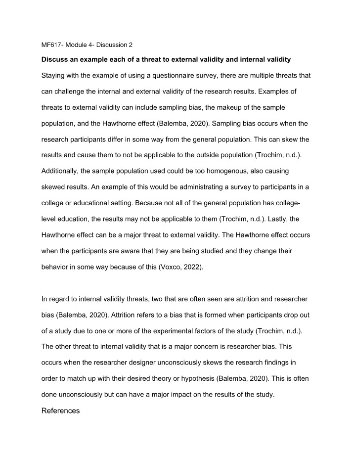 Module 4 Discussion 2 for MF617