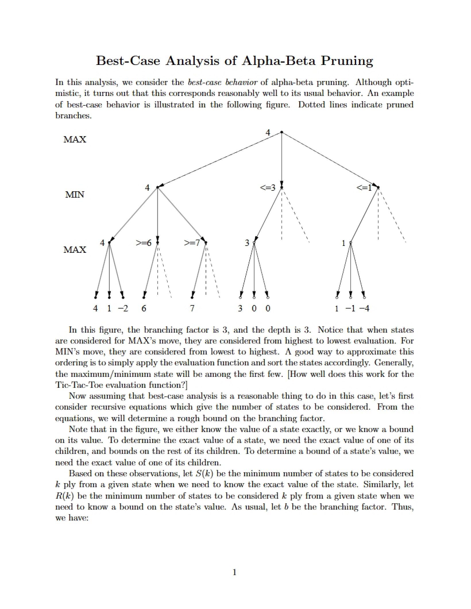 Alpha-Beta Pruning Best-Case Analysis
