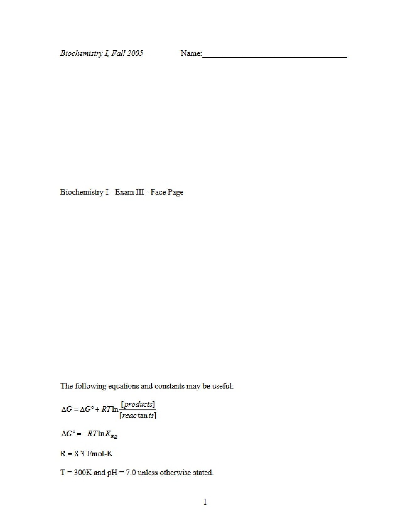 Third Exam (Fall 2005)