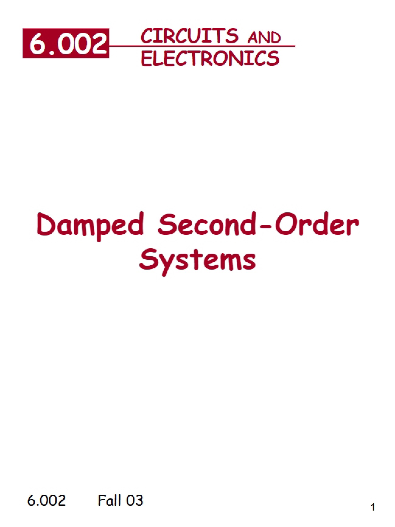 Second-Order Systems: Damped