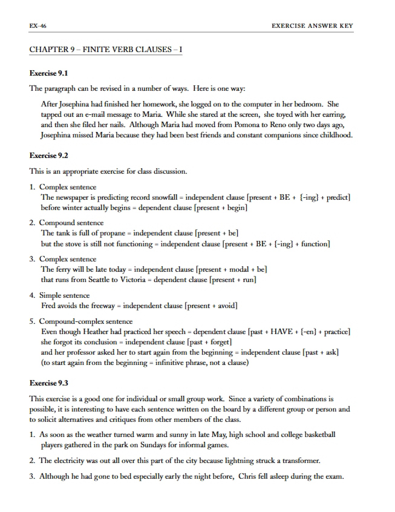 Clauses with Finite Verbs