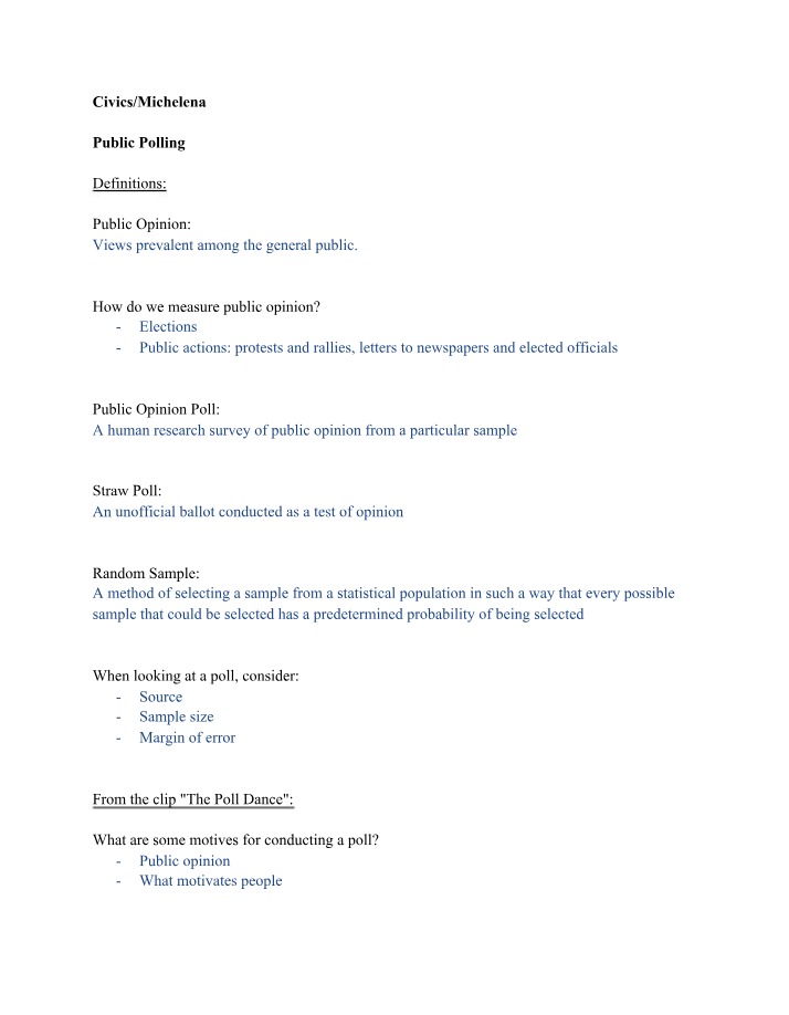 Civics - Public Polling Overview