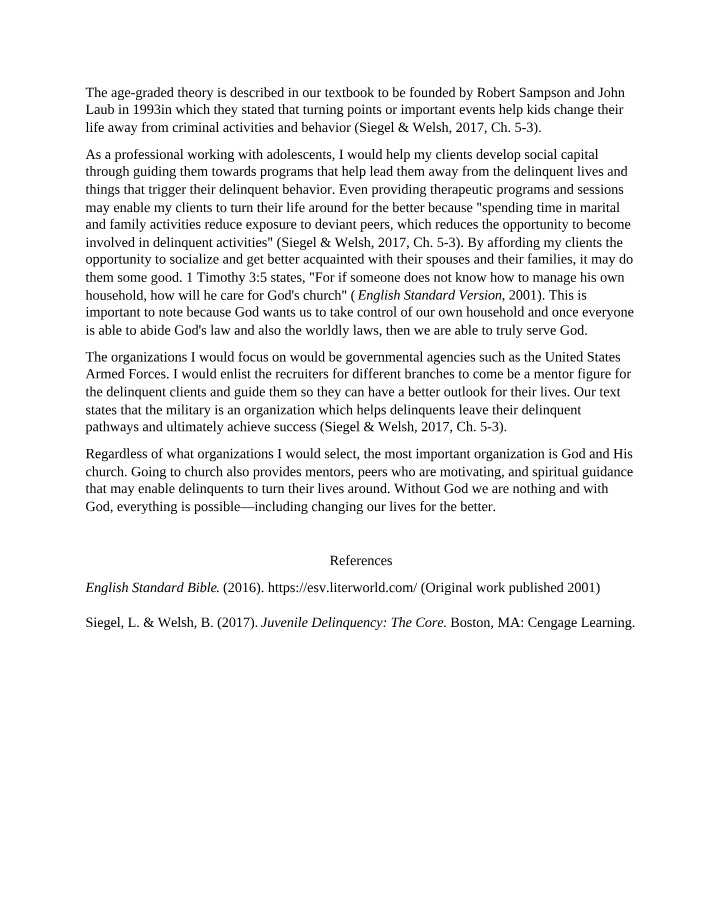 Transforming Delinquent Lives - The Age-Graded Theory