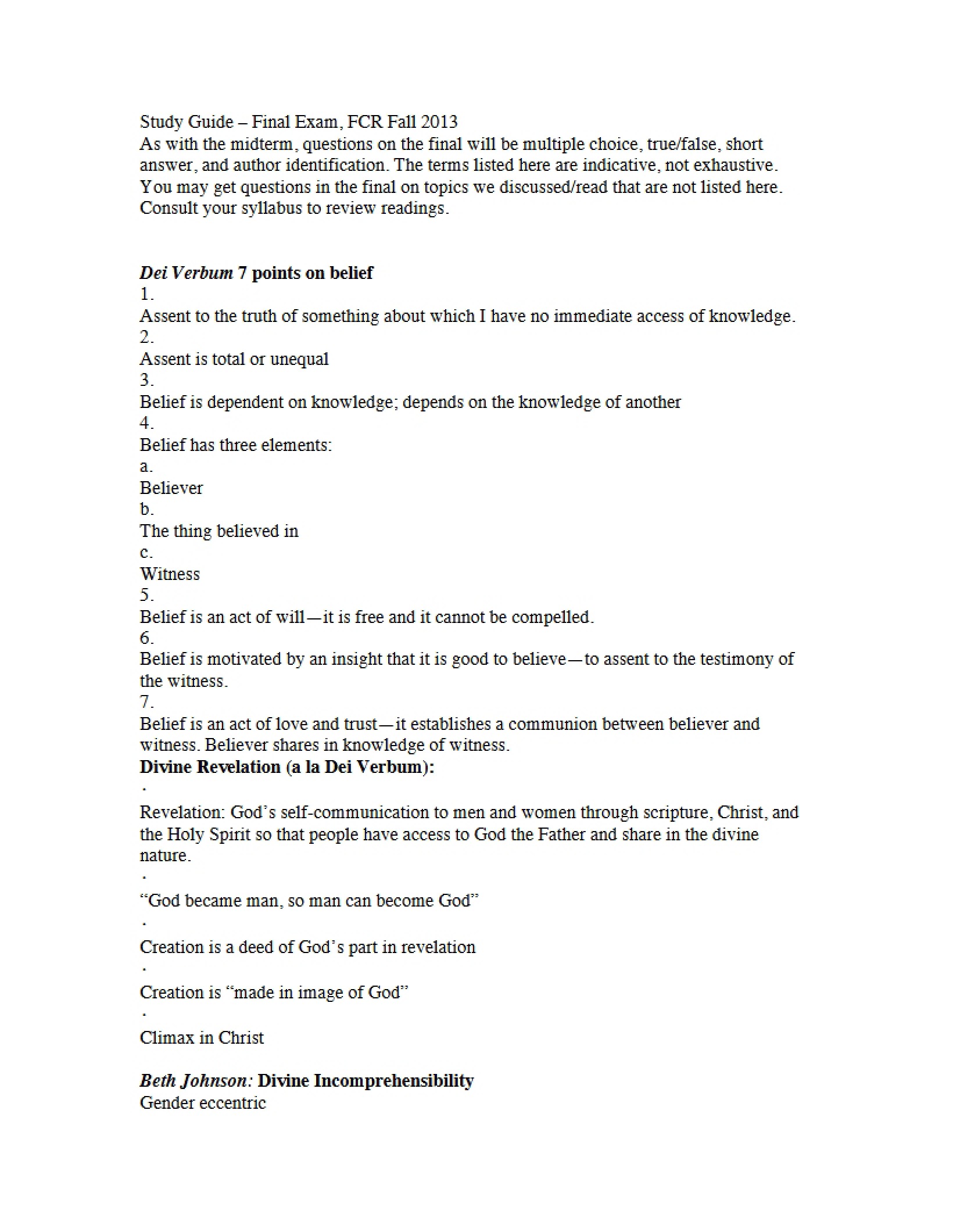 Final Examination Preparation Guide