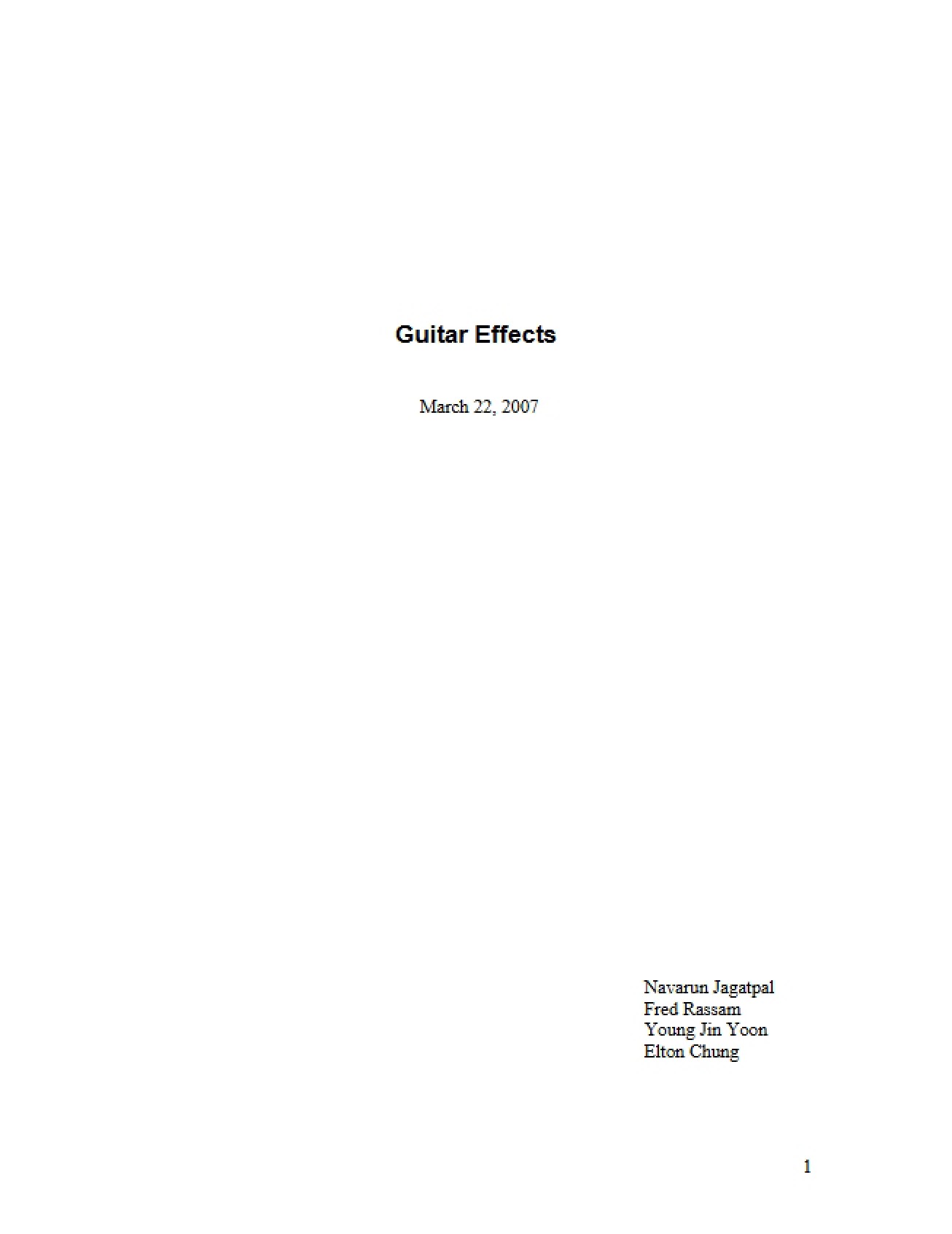 Effects Processing for Guitar