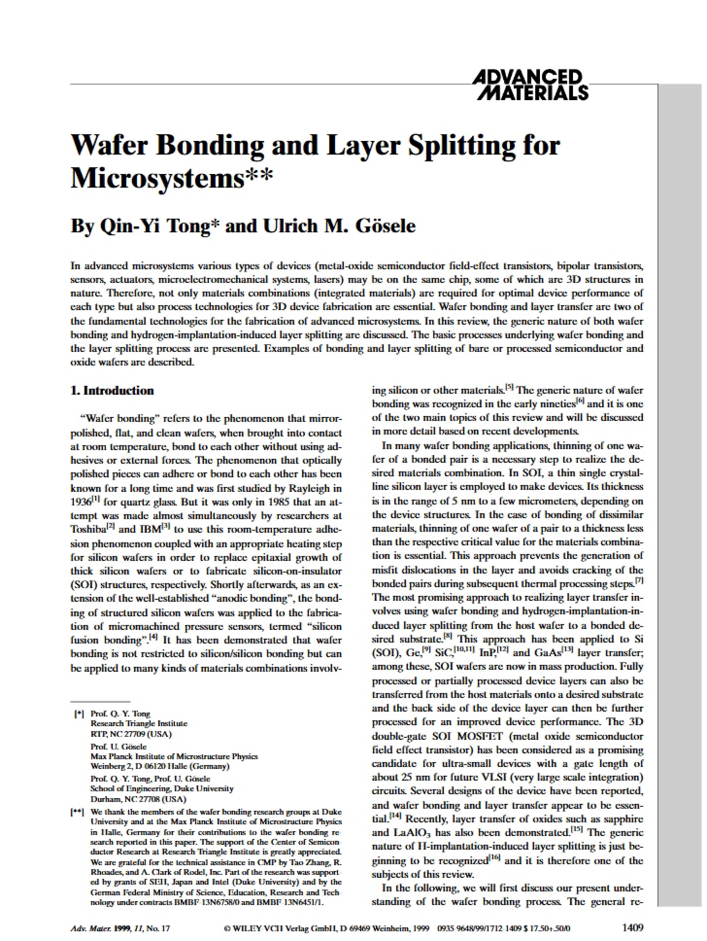 Microsystems Layer Splitting and Wafer Bonding