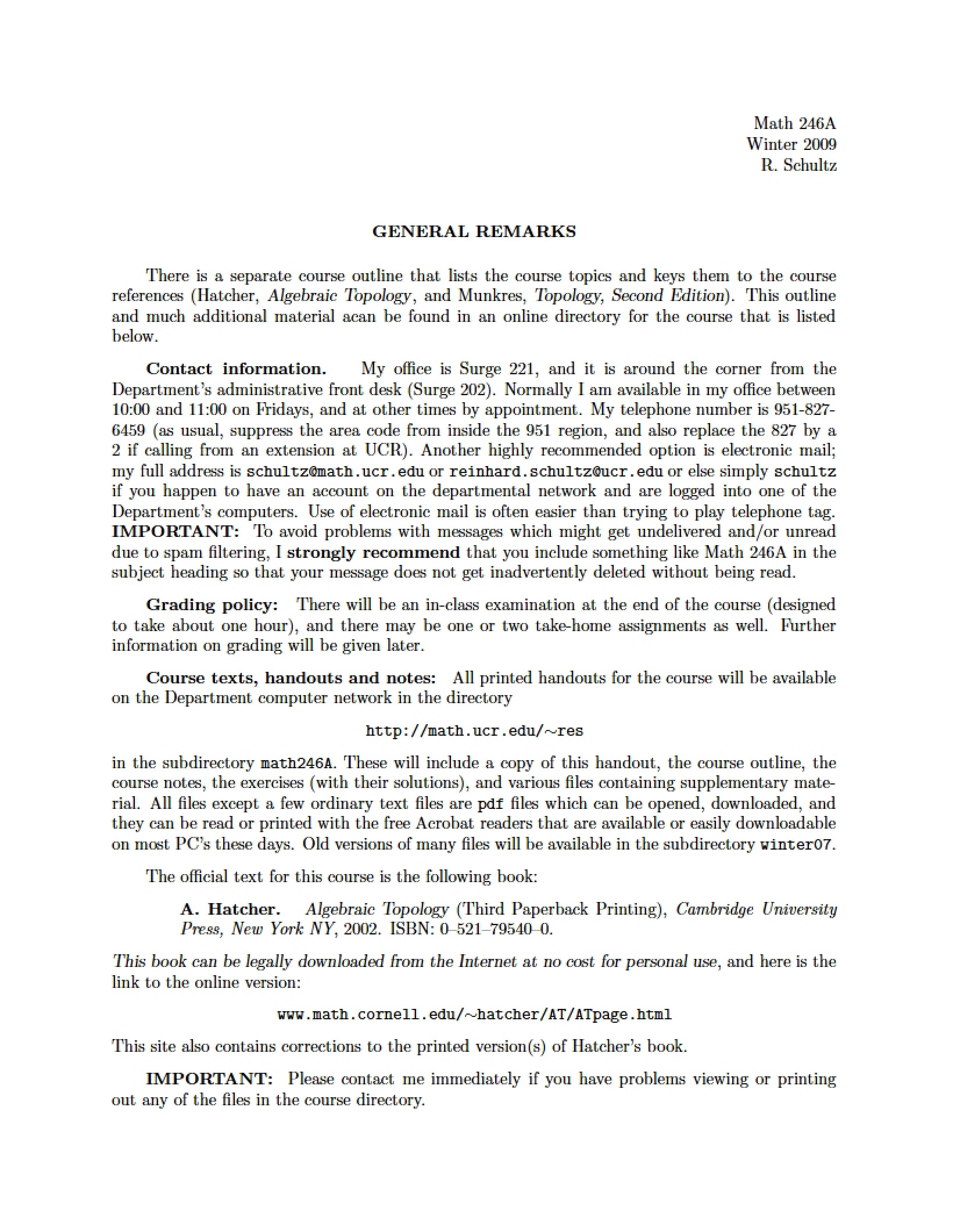 Algebraic Topology Lecture Notes