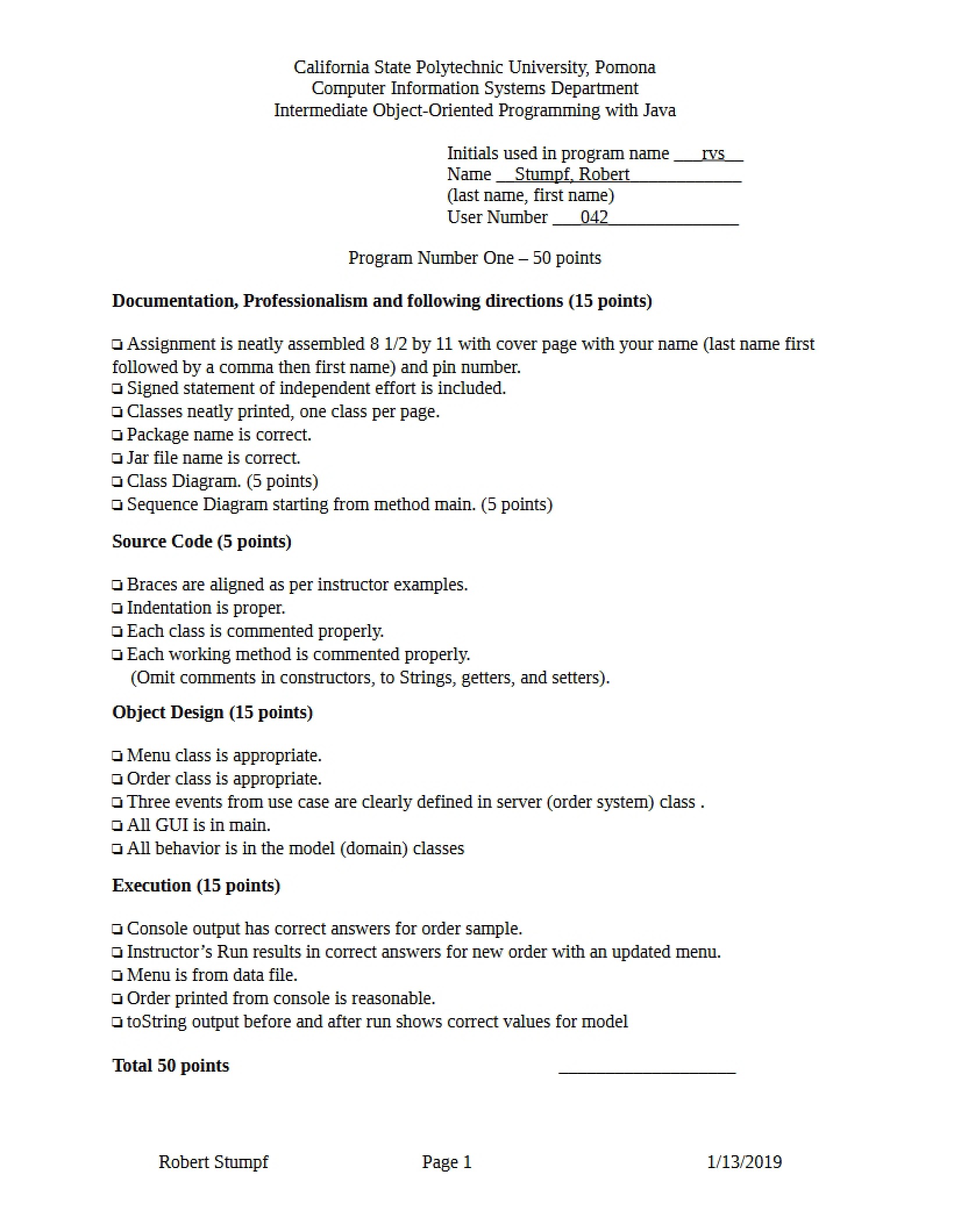 First Program Assignment