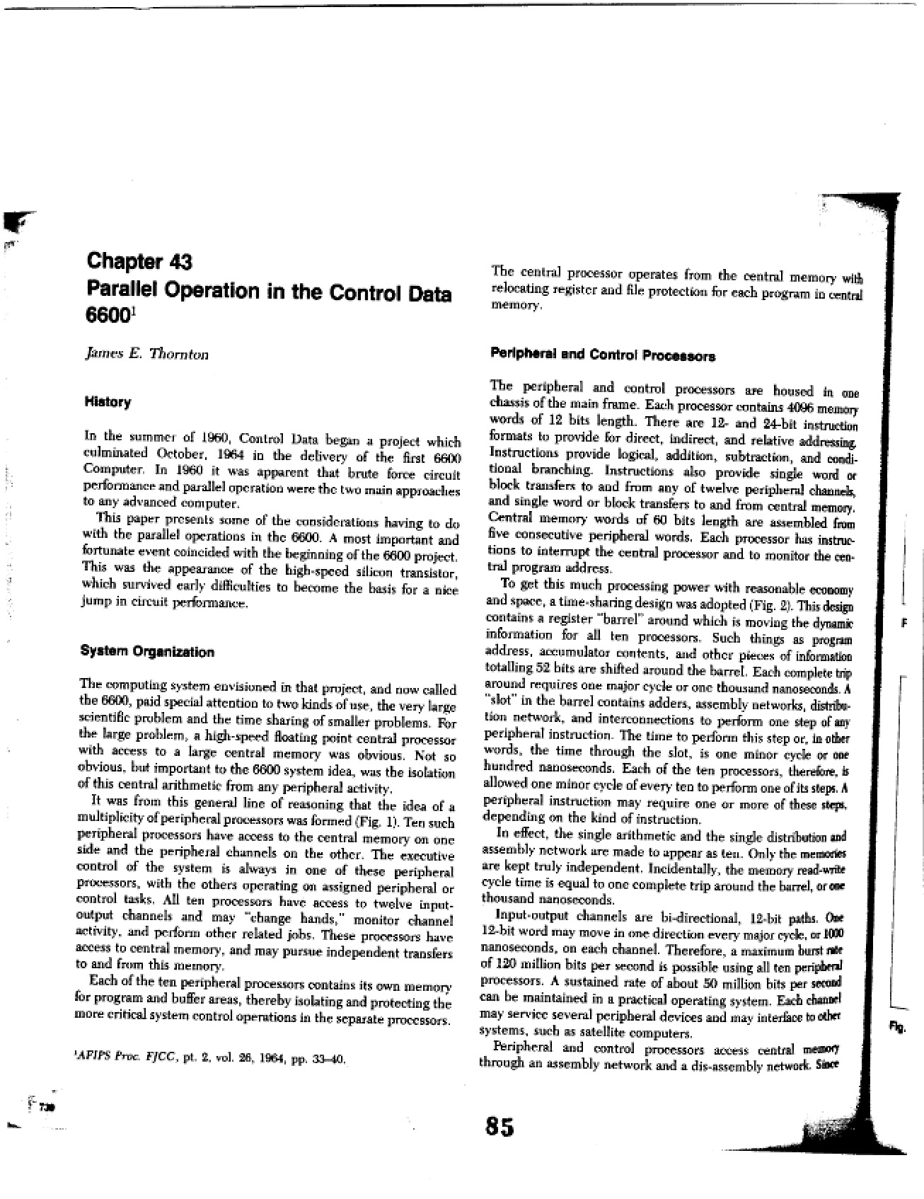 Control Data Parallel Operation