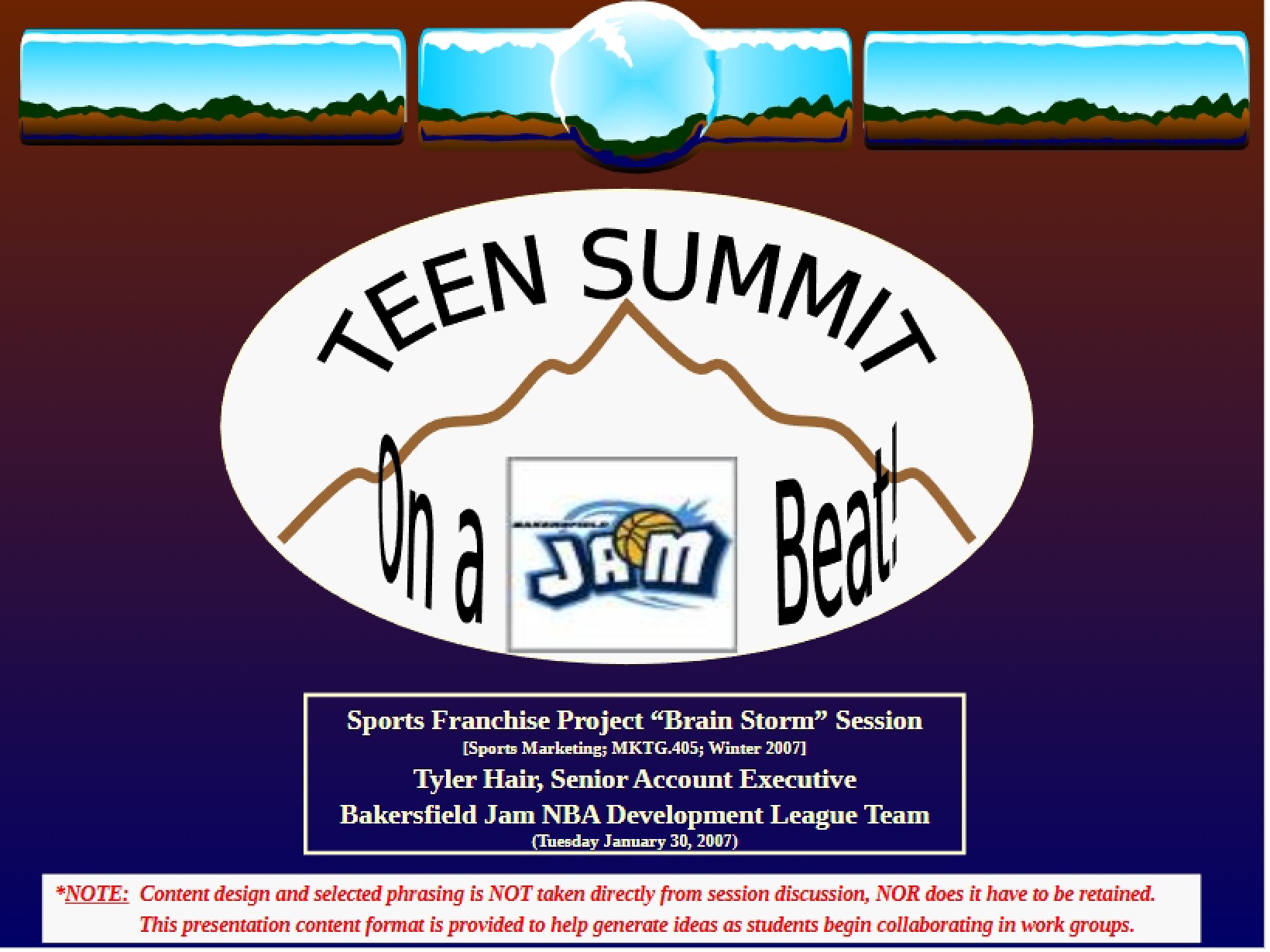 Brain Storm Session Draft JAM Teen Summit