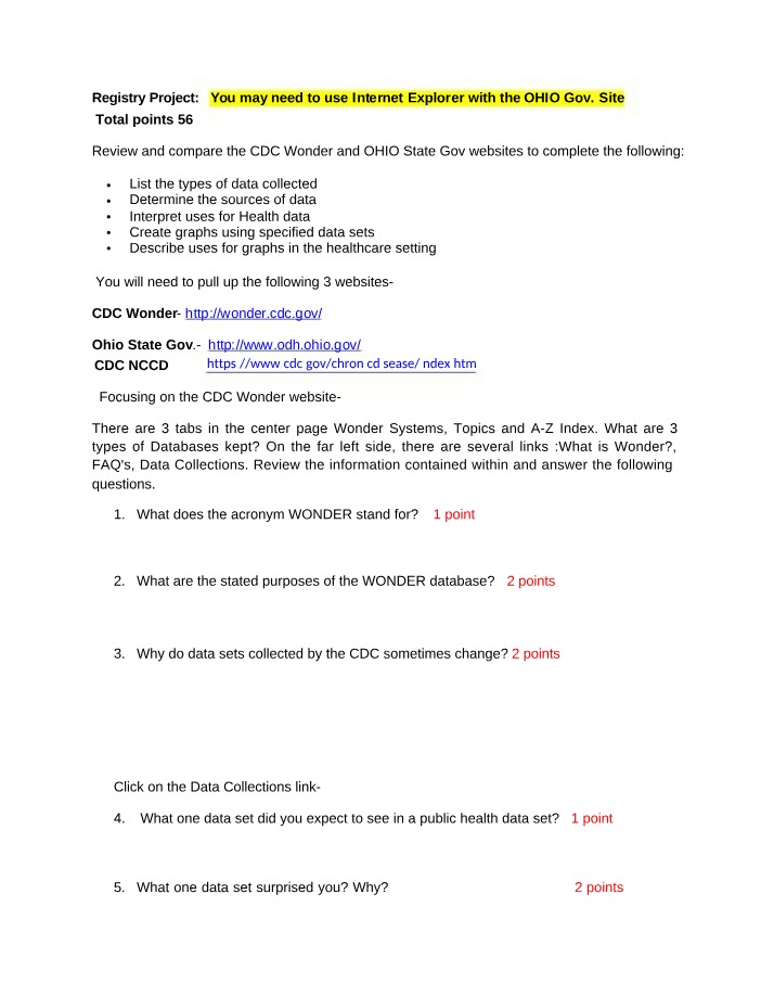 Registry Project - Data Analysis Comparison of CDC Wonder and OHIO Gov Websites