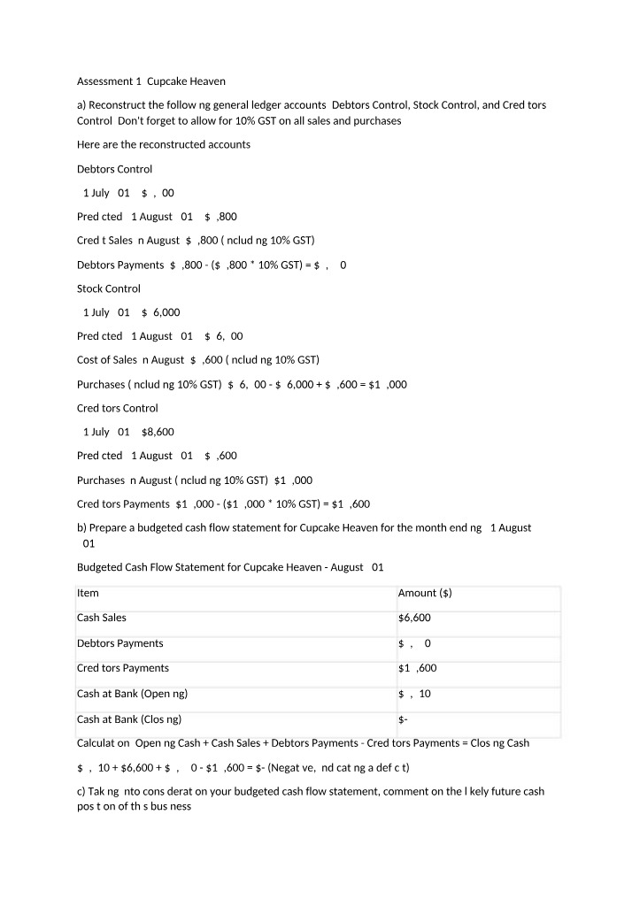 Assessment 1 - Answers