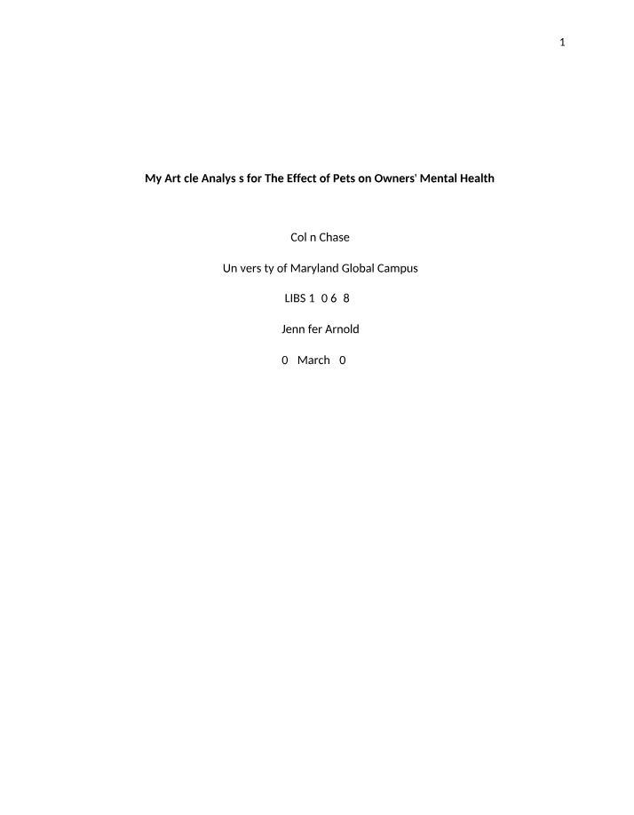 Article Analysis Assignment Draft C