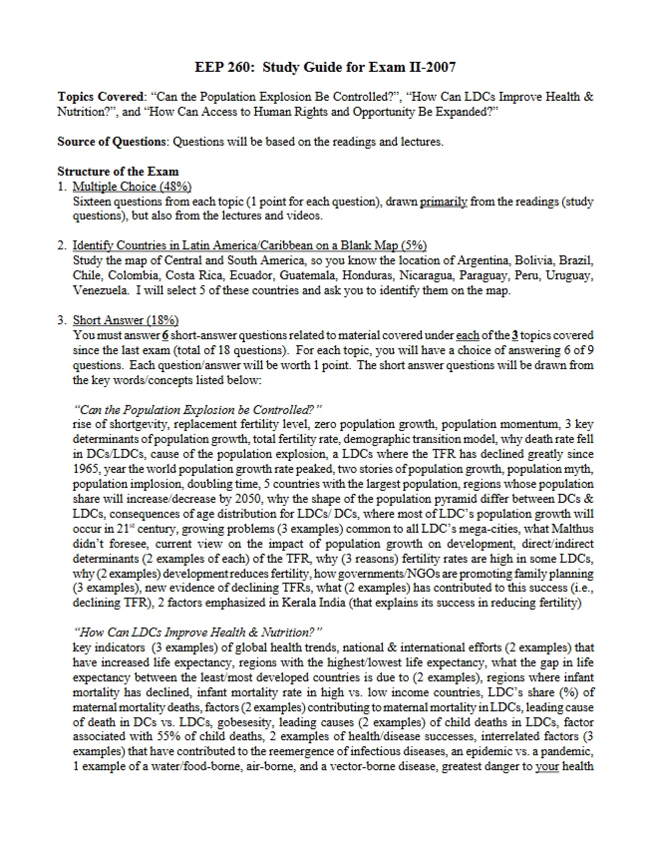 Guide for Exam 2 Fall 2007