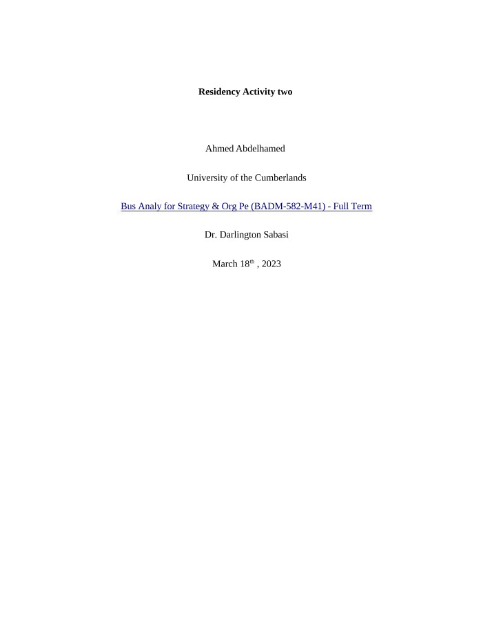 Report for Activity Two