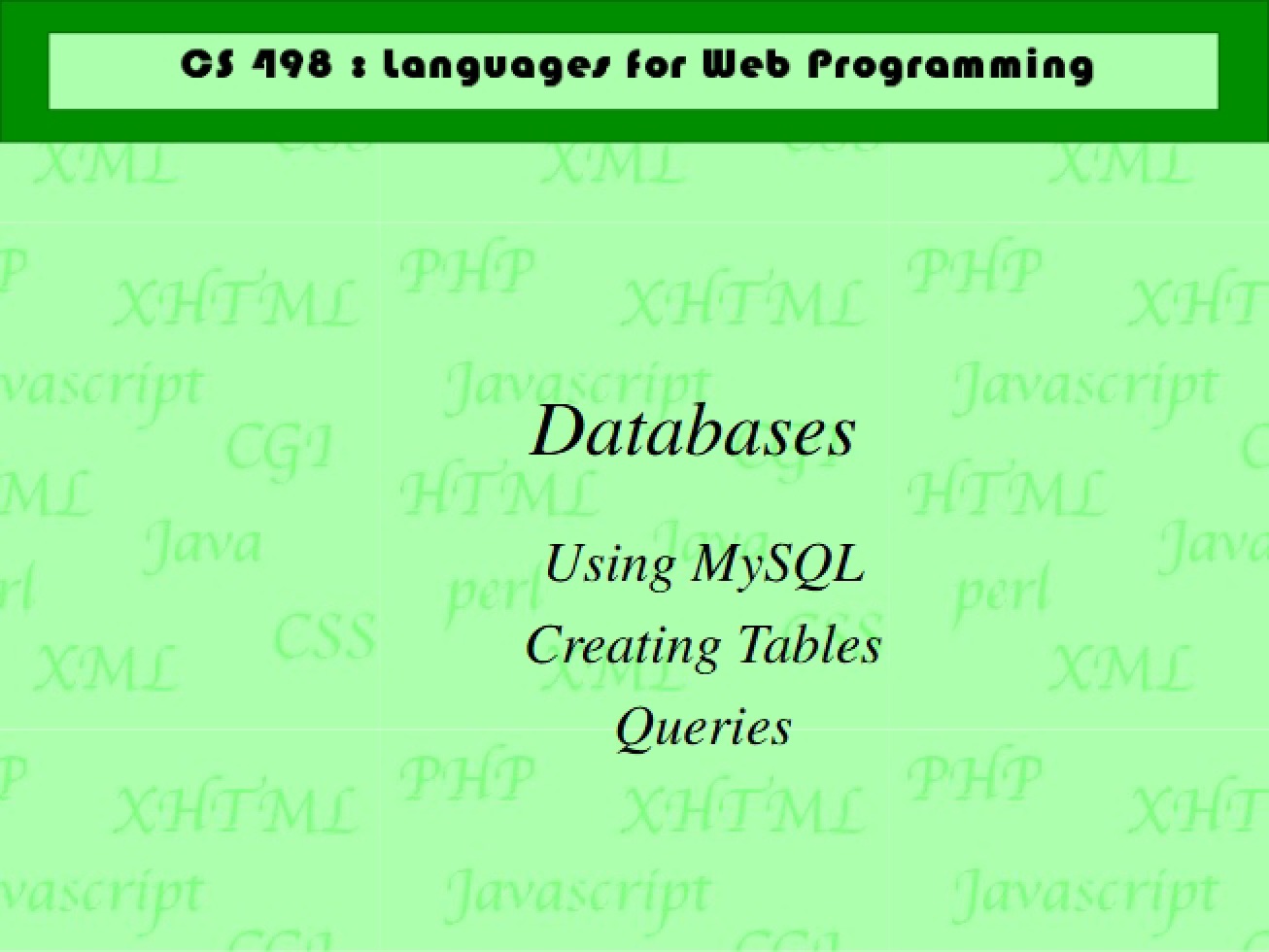 Primer on the Subject of Databases