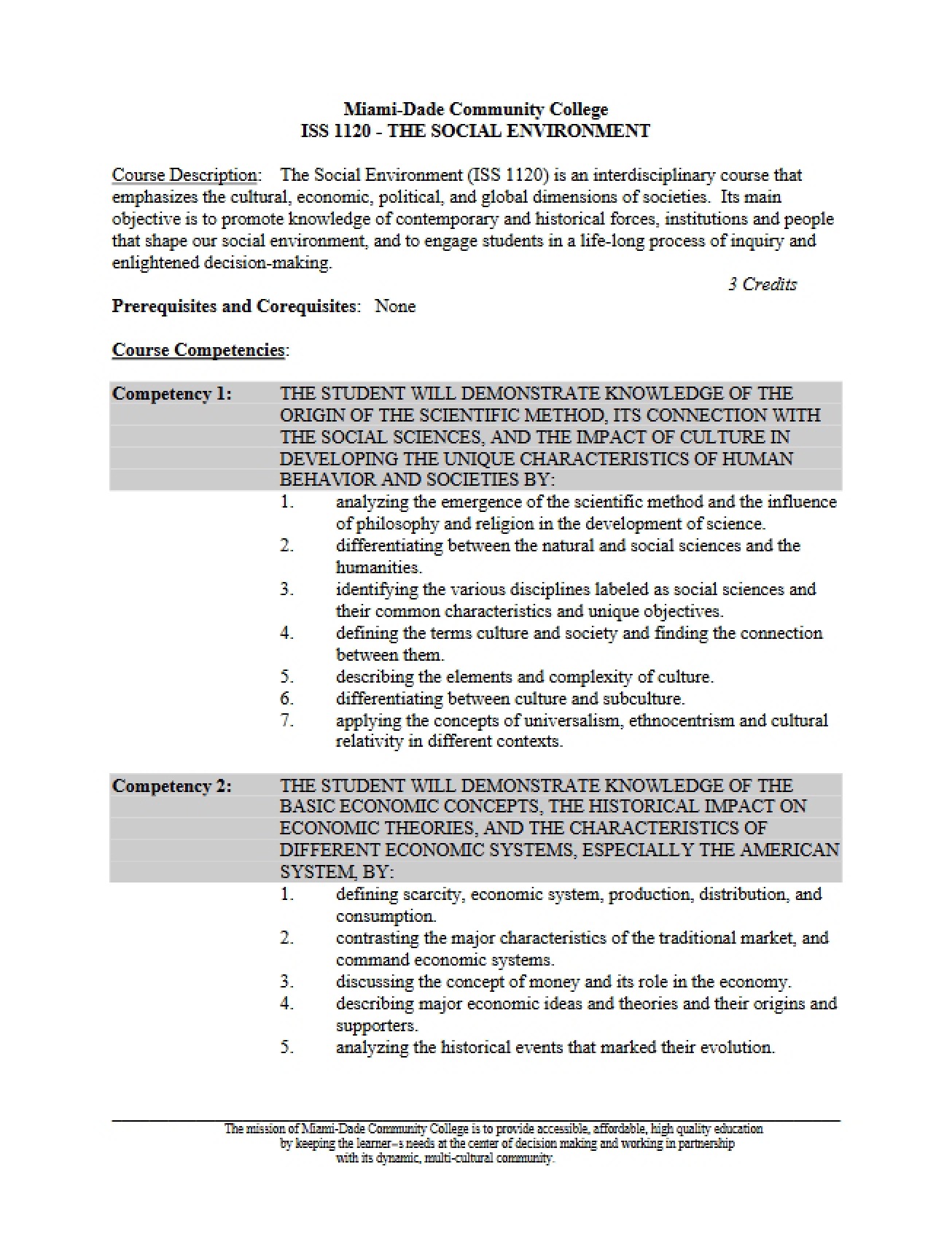Social Environment Competencies