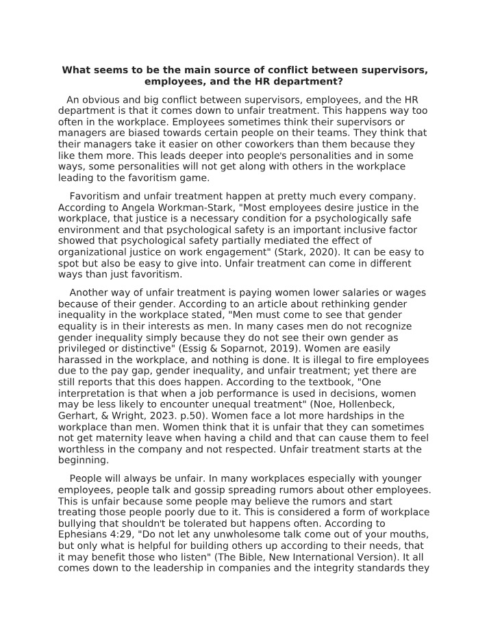 Workplace Conflict and Unfair Treatment - Causes and Impact