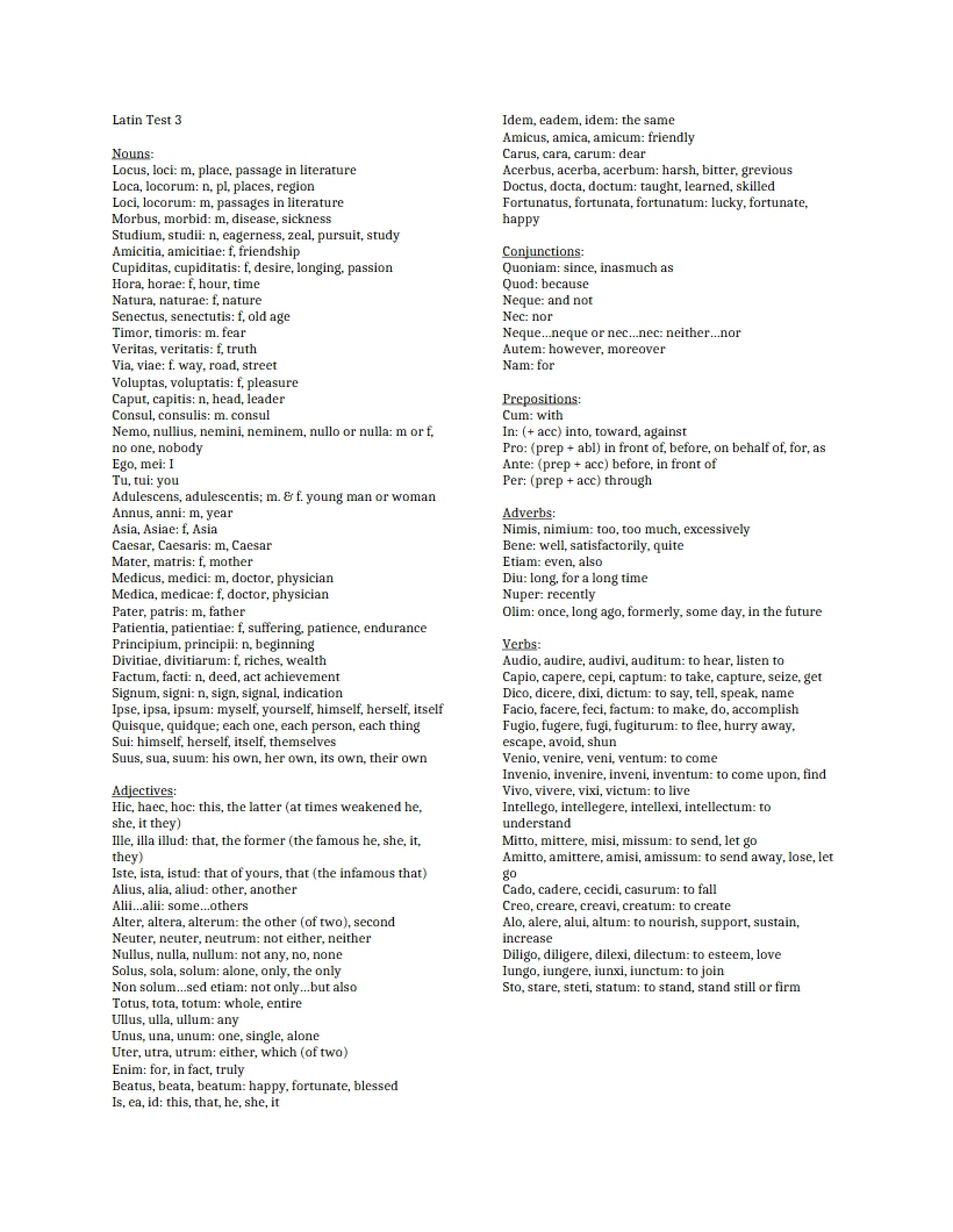 Latin Test Three