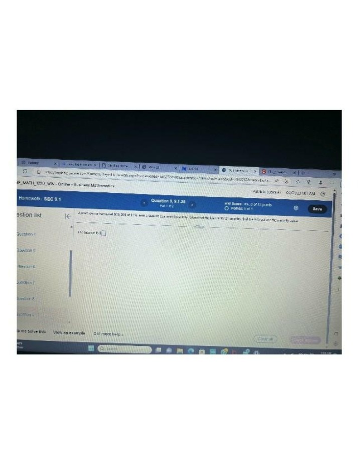 Business Mathematics Homework SEC 9 1 Draft