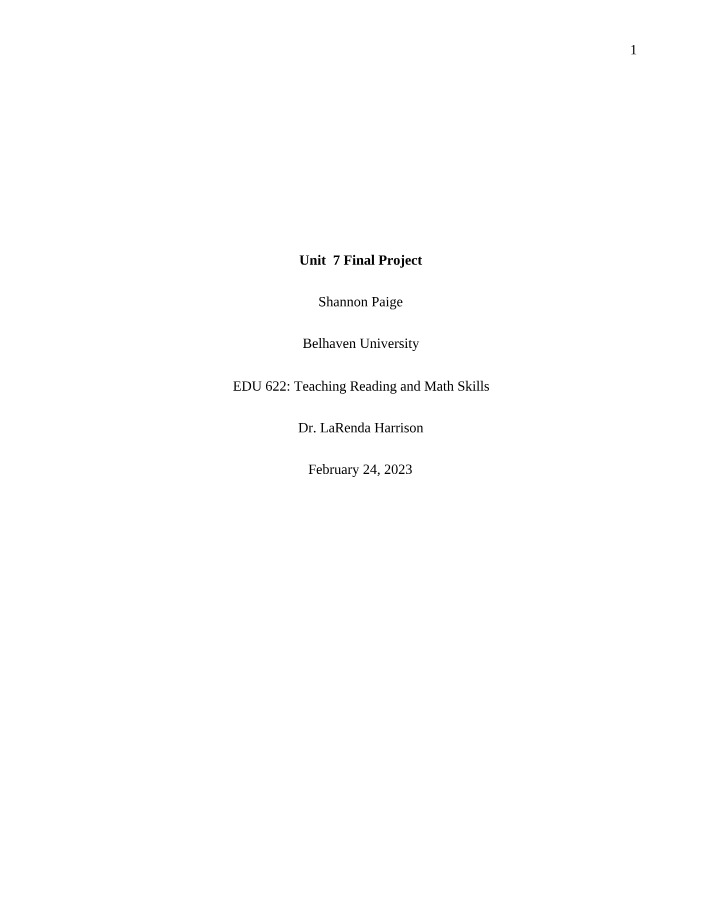 EDU 622 - Unit 7 Final Project