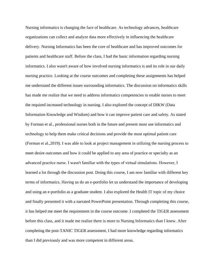 Impact of Nursing Informatics on Healthcare Delivery