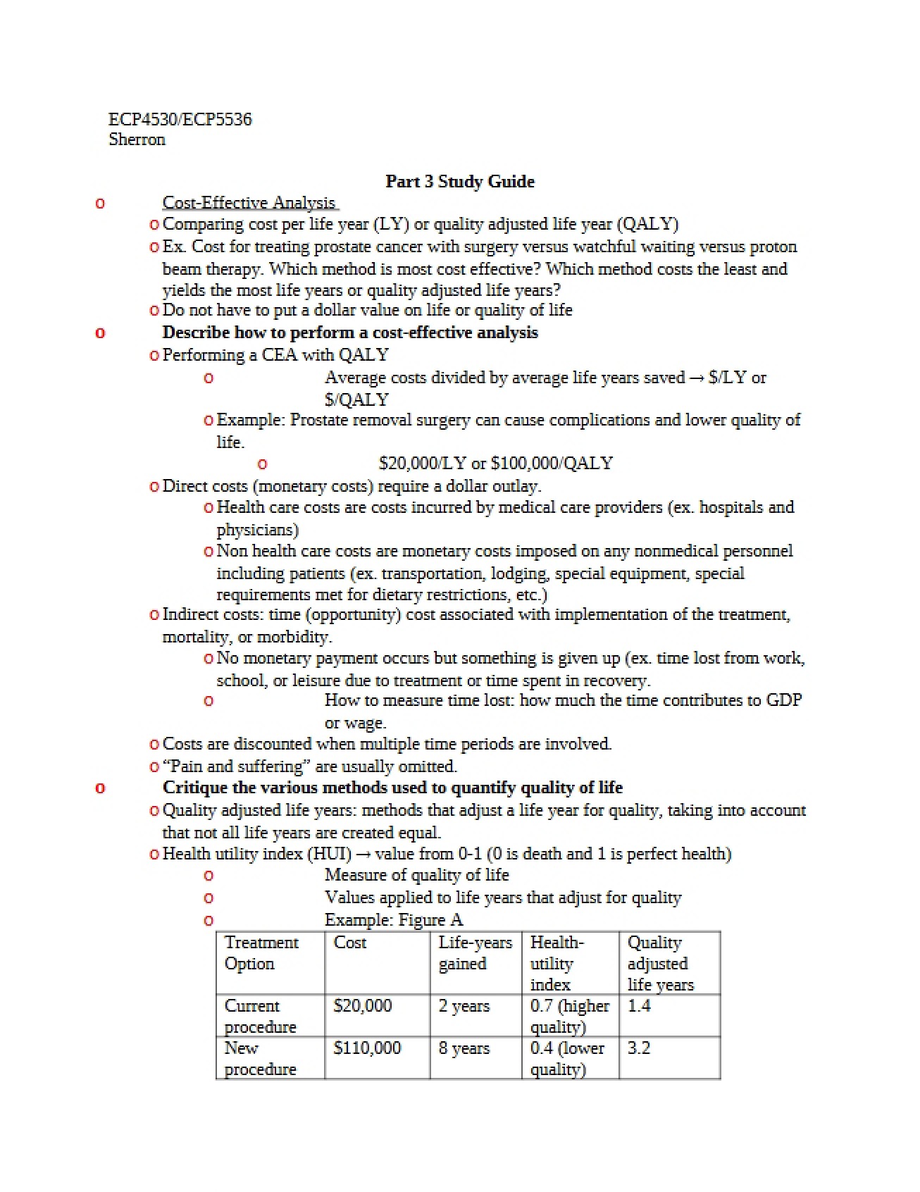 Third Part Study Guide for Health Economics