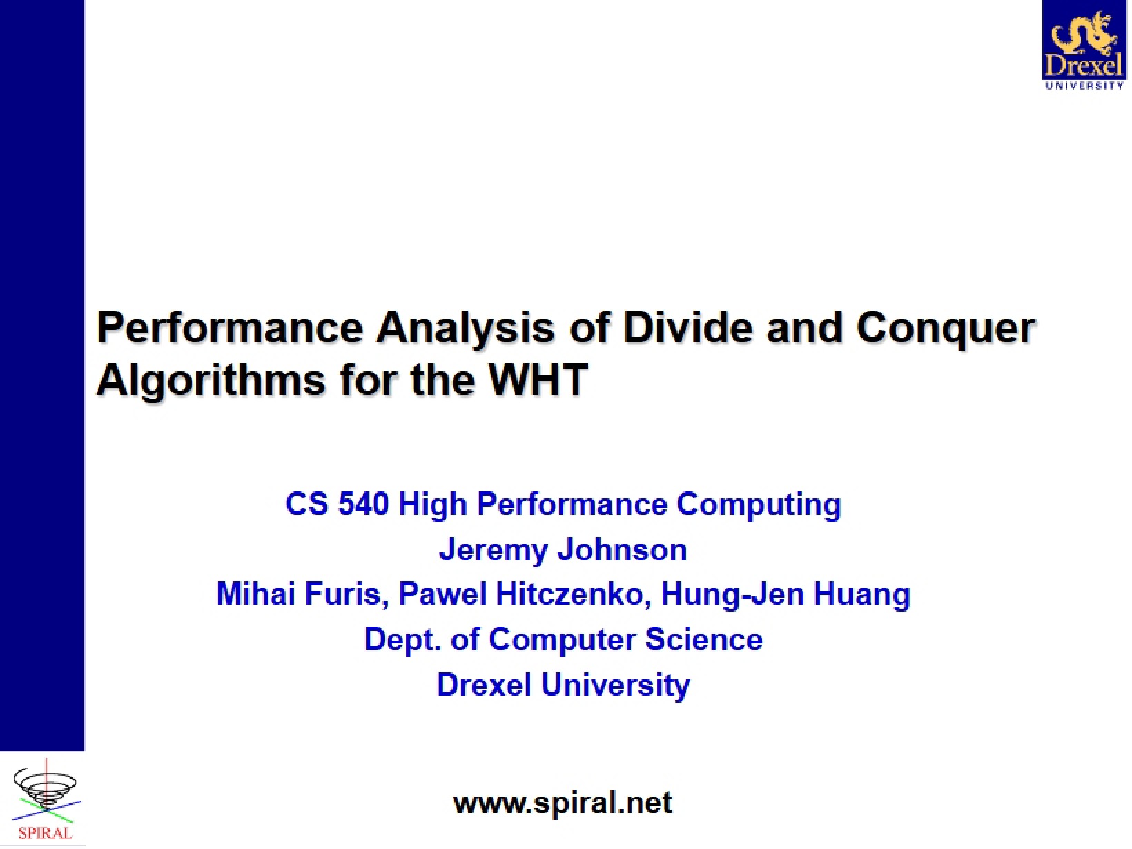 Analyzing Divide and Conquer WHT Algorithms