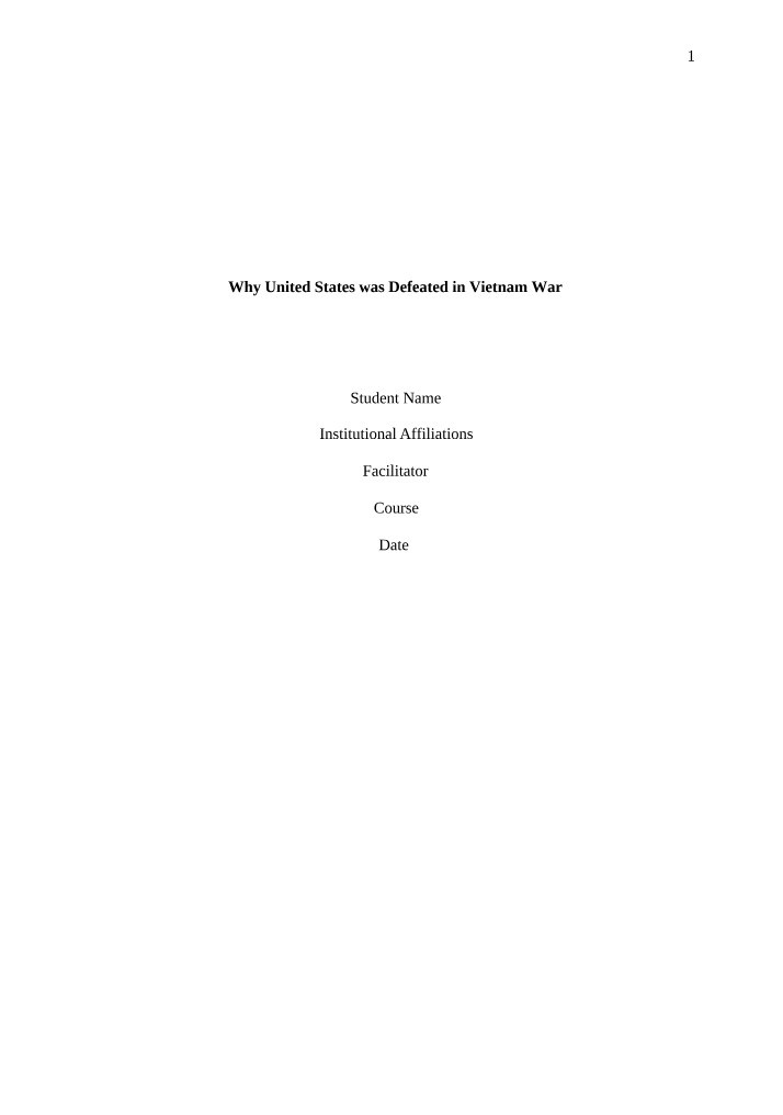 Political Systems - Why the U.S. Lost the Vietnam War