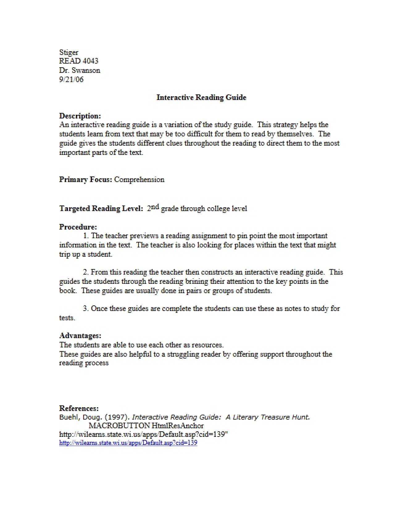 Guide for Interactive Reading