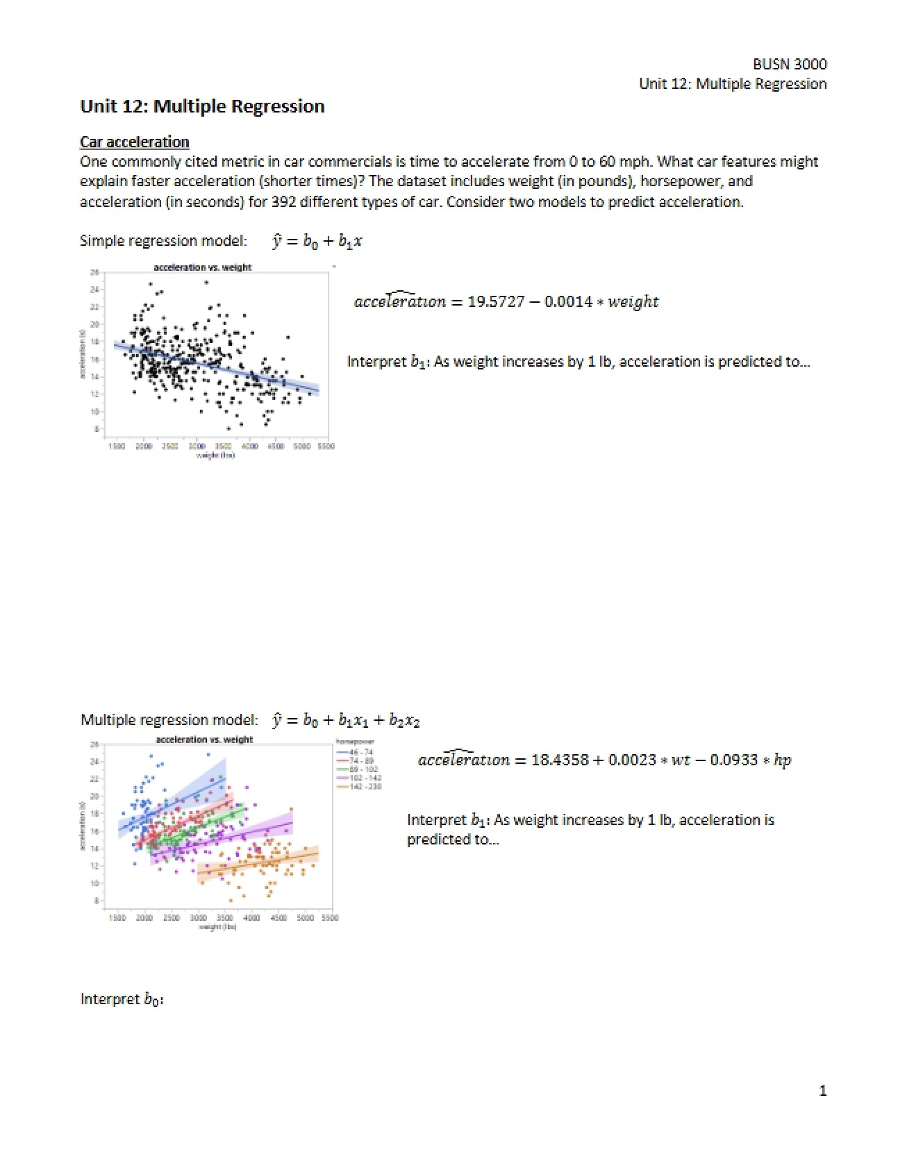 Unit 12 Multiple Regression